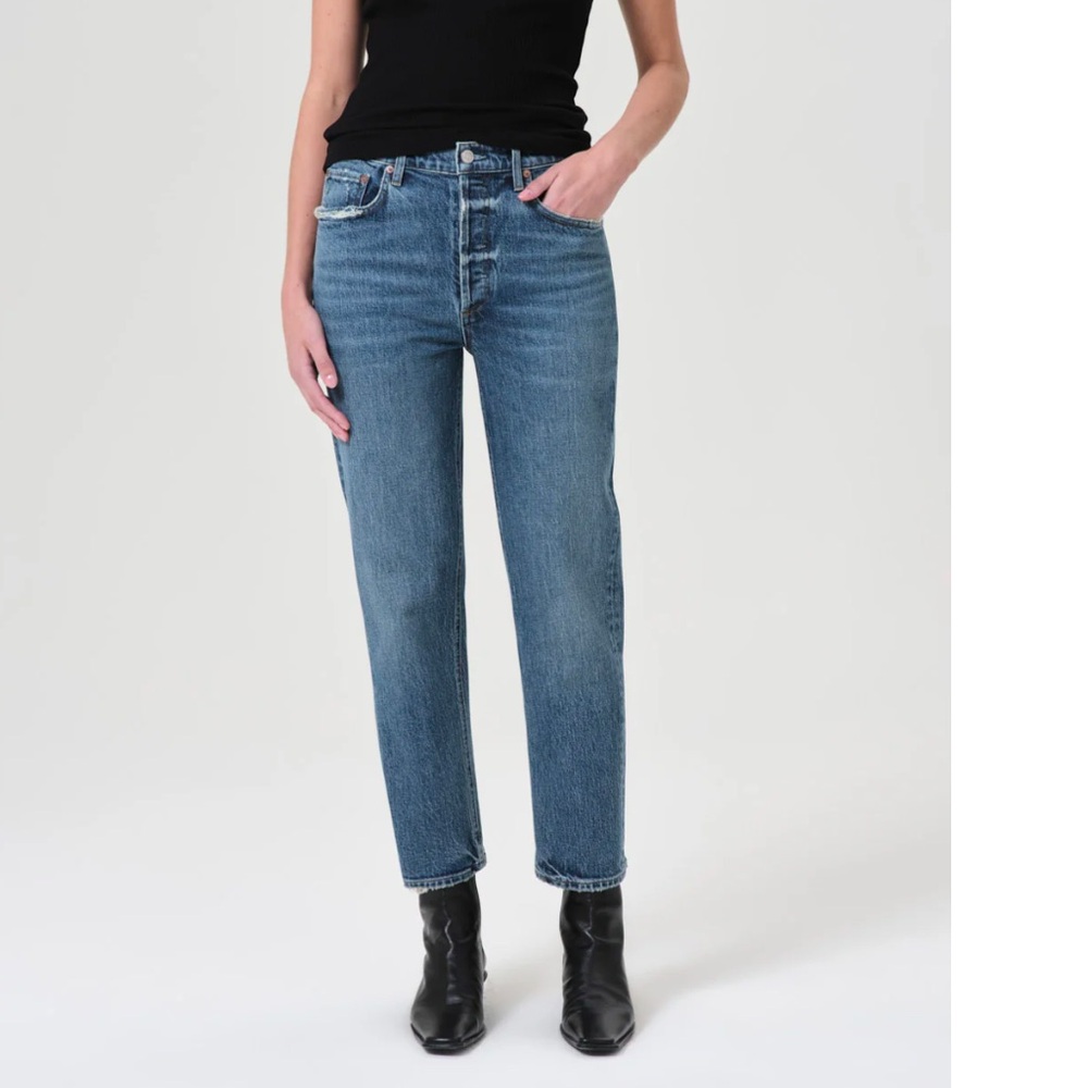 AGOLDE Jamie Classic Distressed Denim Jeans Dark Wash High Waisted SZ 24 Womens